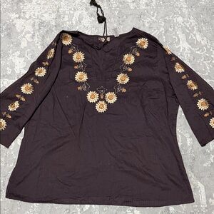 Embroidered Black Women's Top